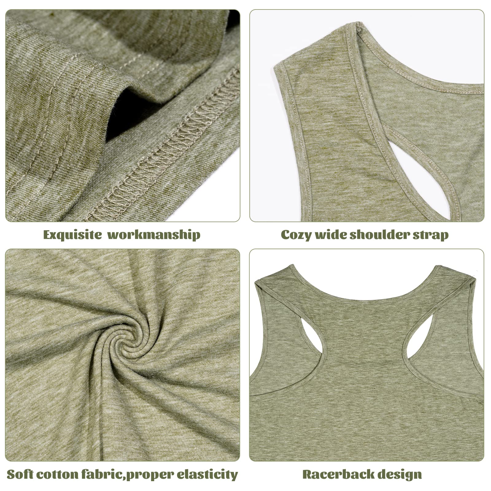 3 Pieces Basic Plus Size Tank Tops for Women-Black,Grey,Army Green - Image 4
