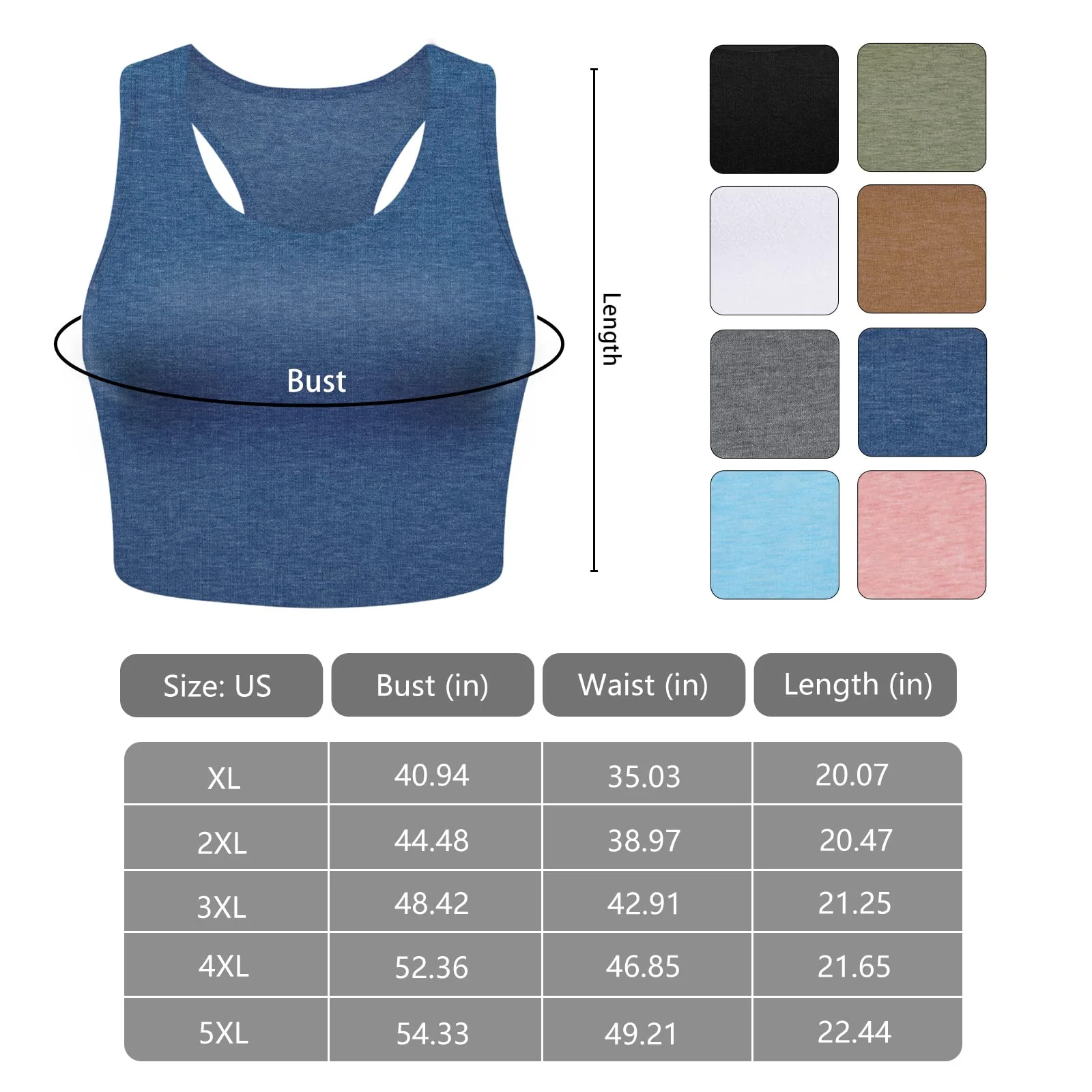 3 Pieces Basic Plus Size Tank Tops for Women-Black,Grey,Navy Blue - Image 5