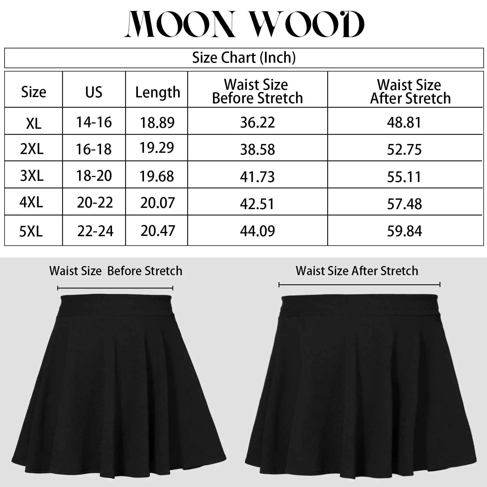 High Waisted Skater Skirt Plus Size-Black - Image 5