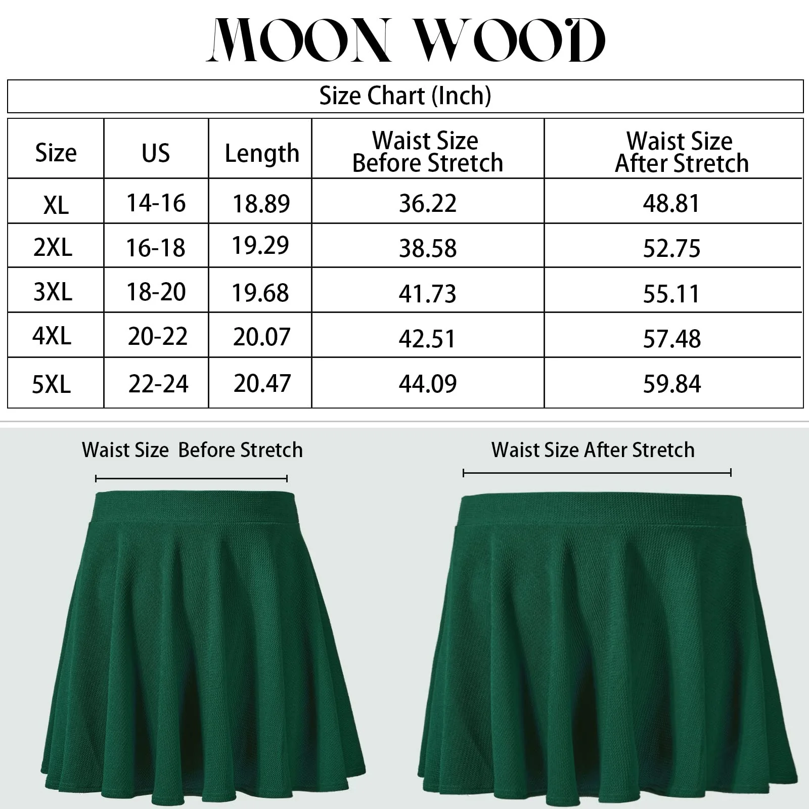 High Waisted Skater Skirt Plus Size-Green - Image 6