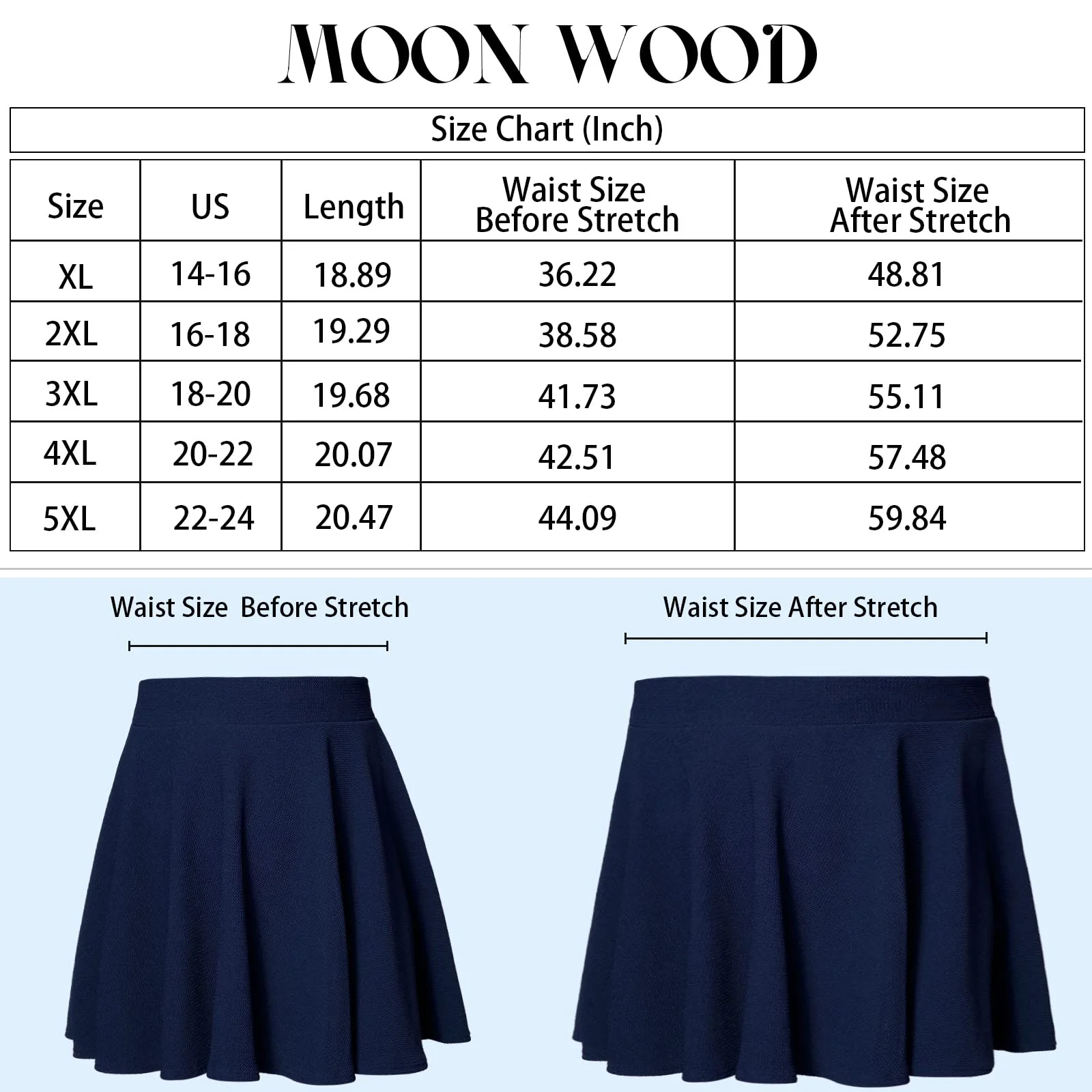 High Waisted Skater Skirt Plus Size-Navy - Image 4