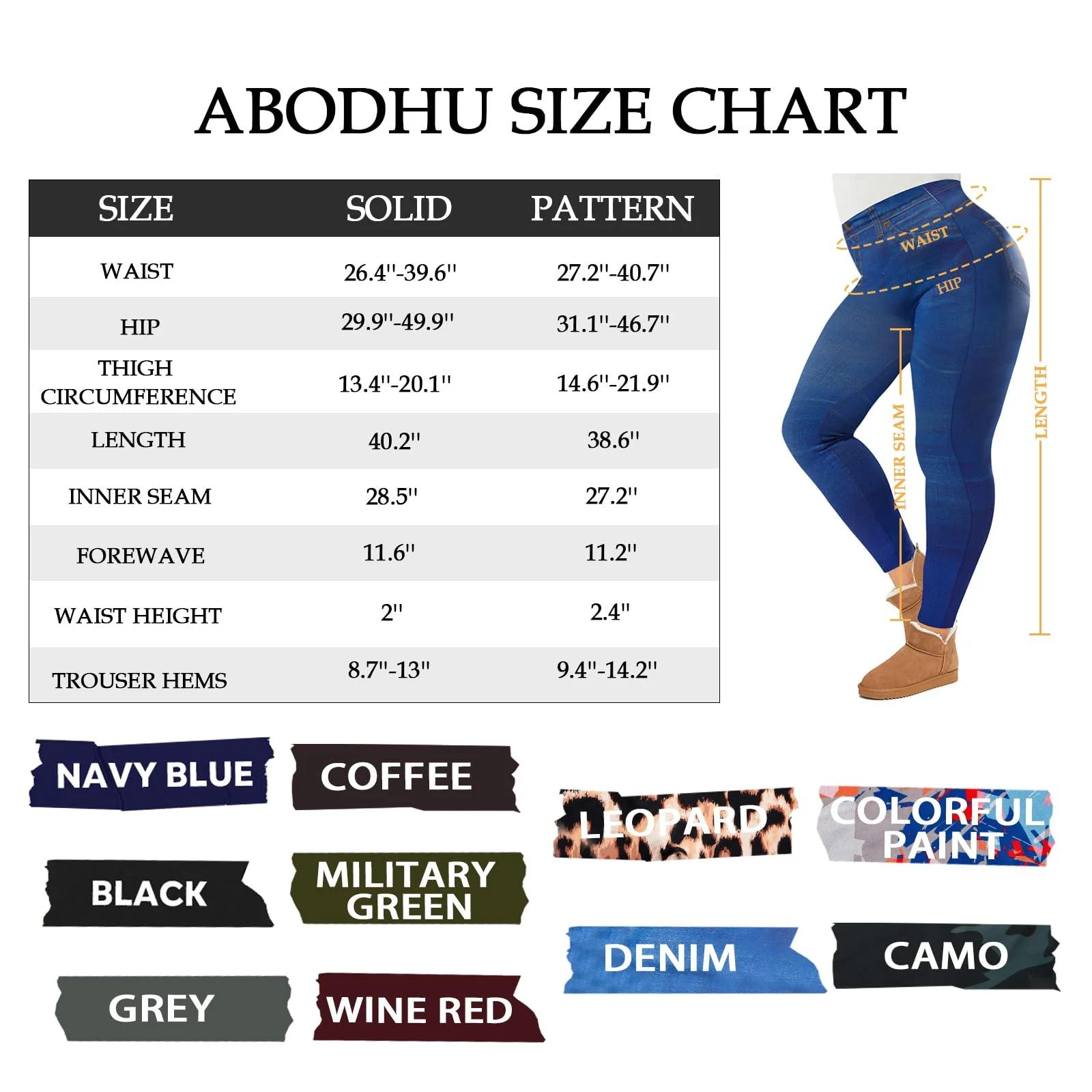 Plus Size Fleece Lined Leggings Printed 6 Pack - Image 7