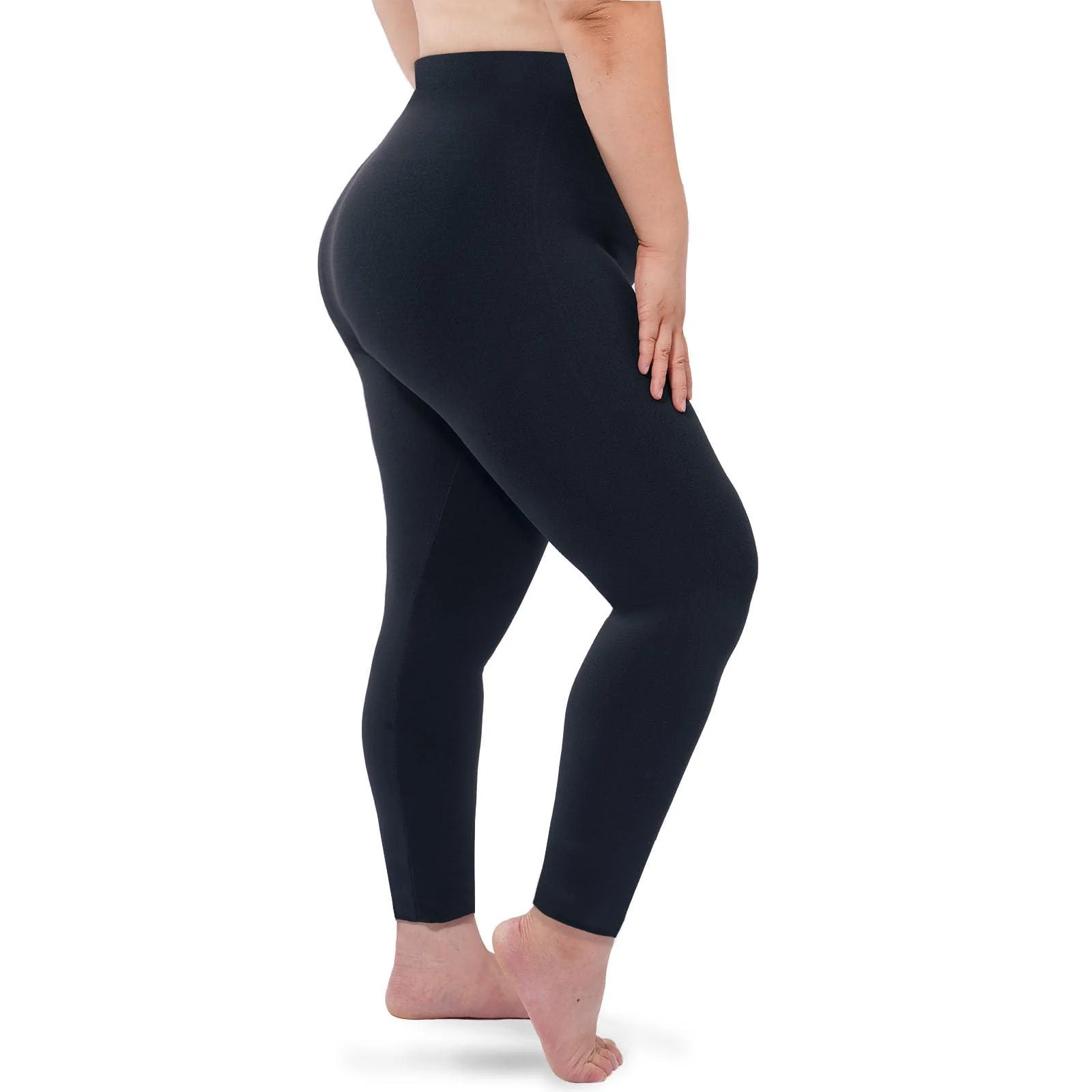 Plus Size Fleece Lined Leggings Solid 7 Pack - Image 3