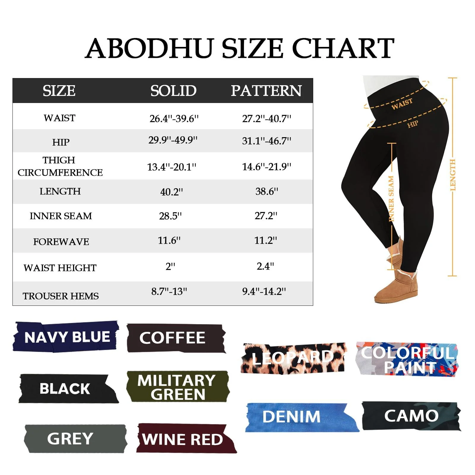 Plus Size Fleece Lined Leggings Solid 7 Pack - Image 5