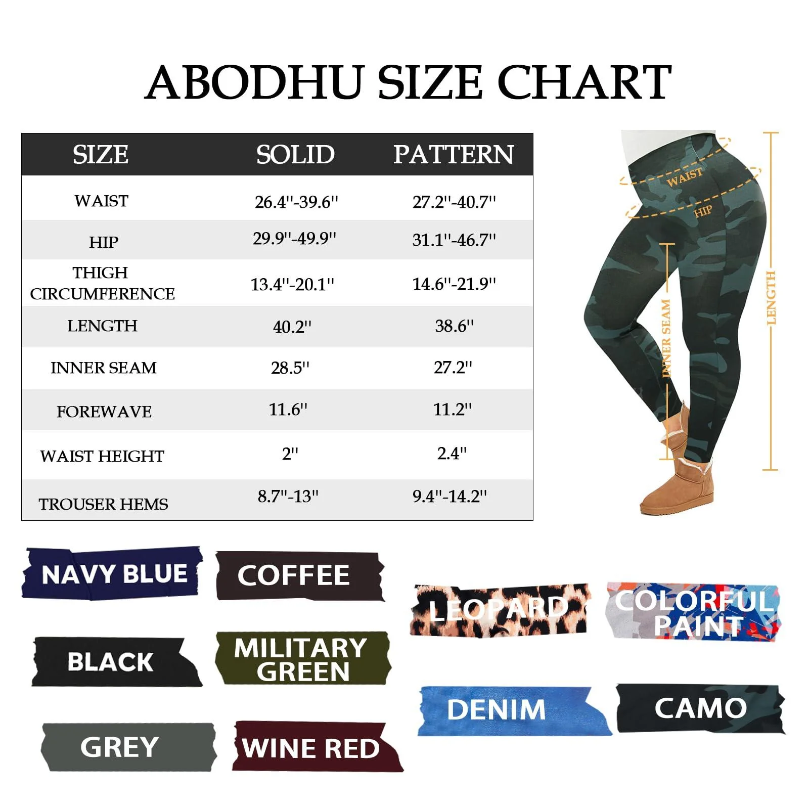 Plus Size Fleece Lined Leggings Women - Black Camo - Image 6