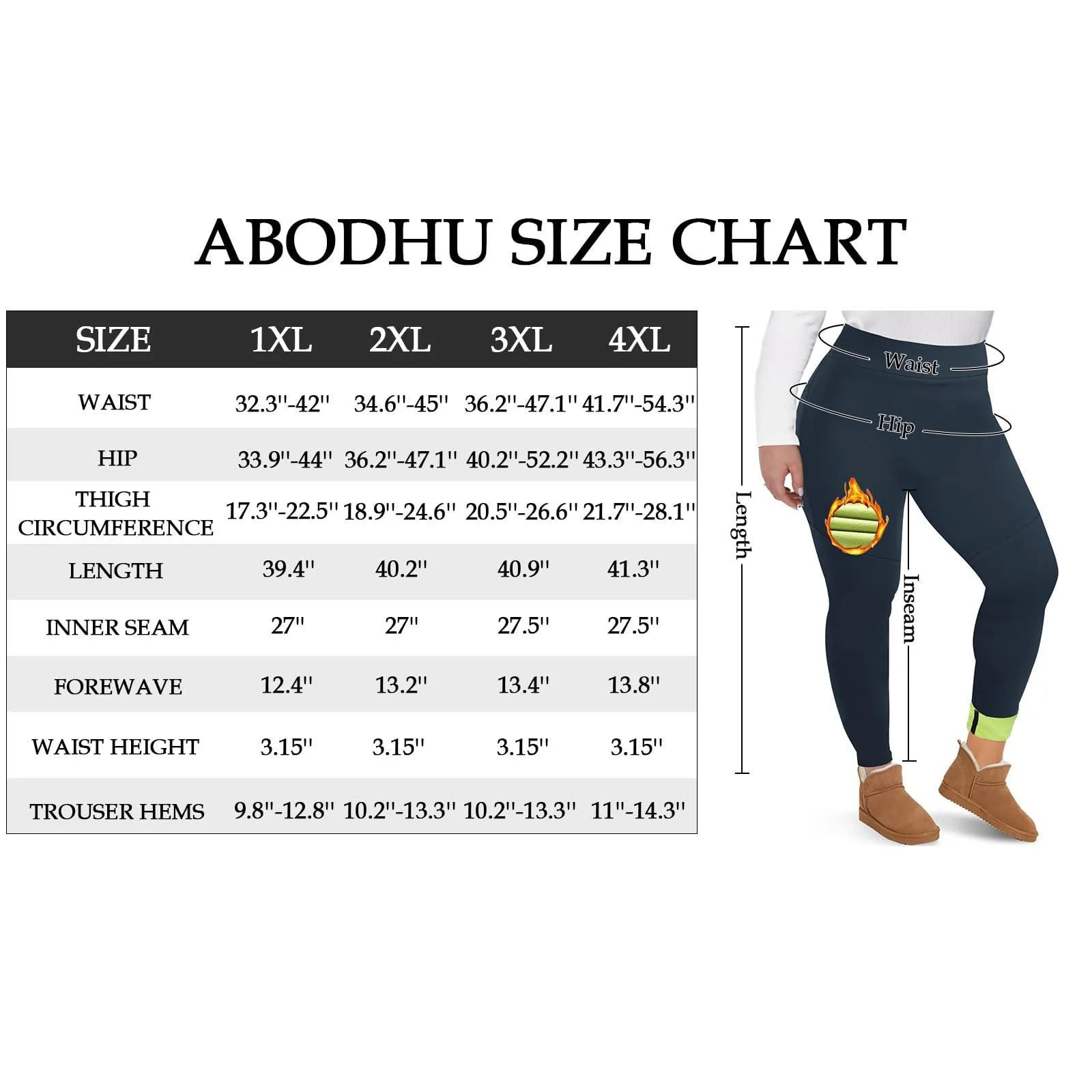 Plus Size Fleece Lined Leggings Women with Pockets - Navy Blue - Image 6