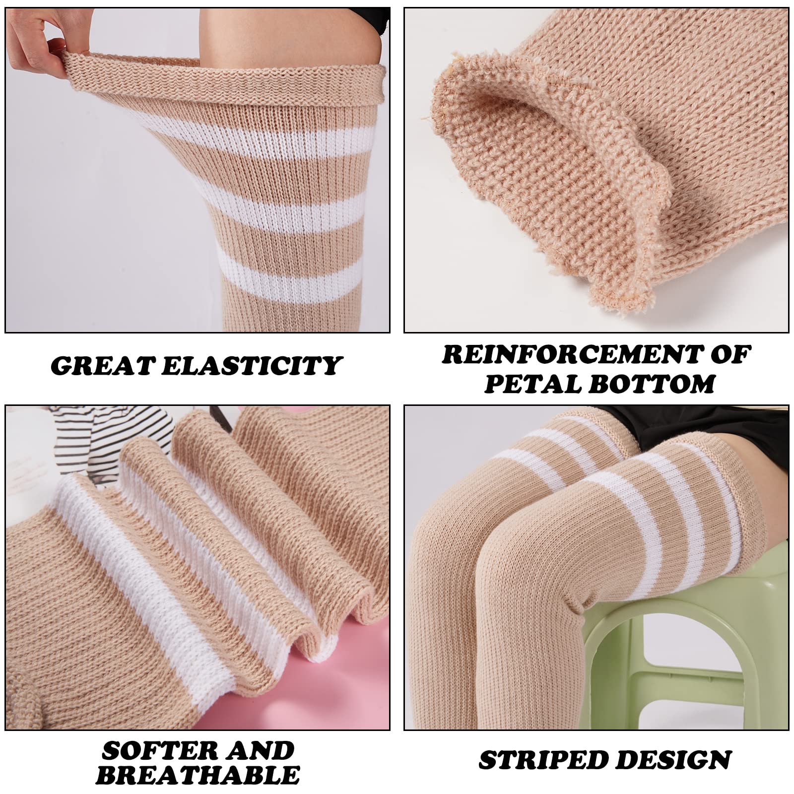 Plus Size Leg Warmers for Women-Beige - Image 4