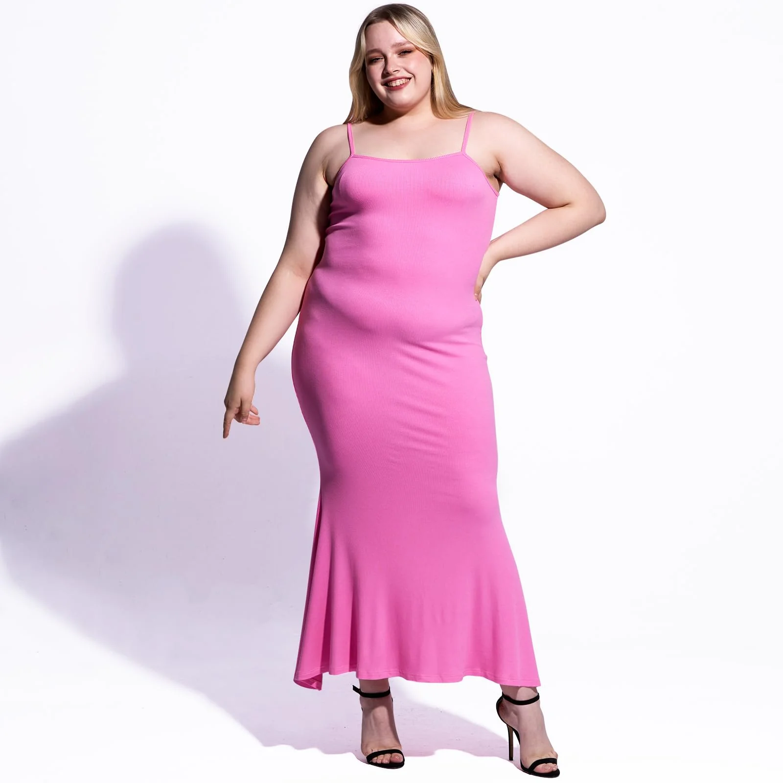 Plus Size Maxi Bodycon Dress - Pink - Image 4