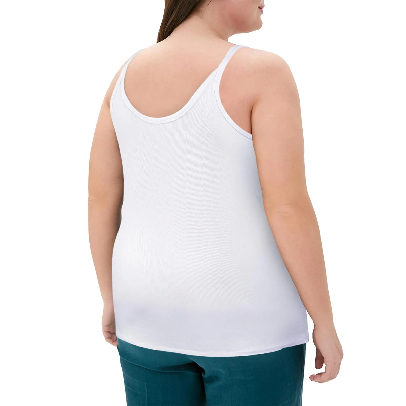 Plus Size Ribbed Tank Tops for Women - White - Image 3
