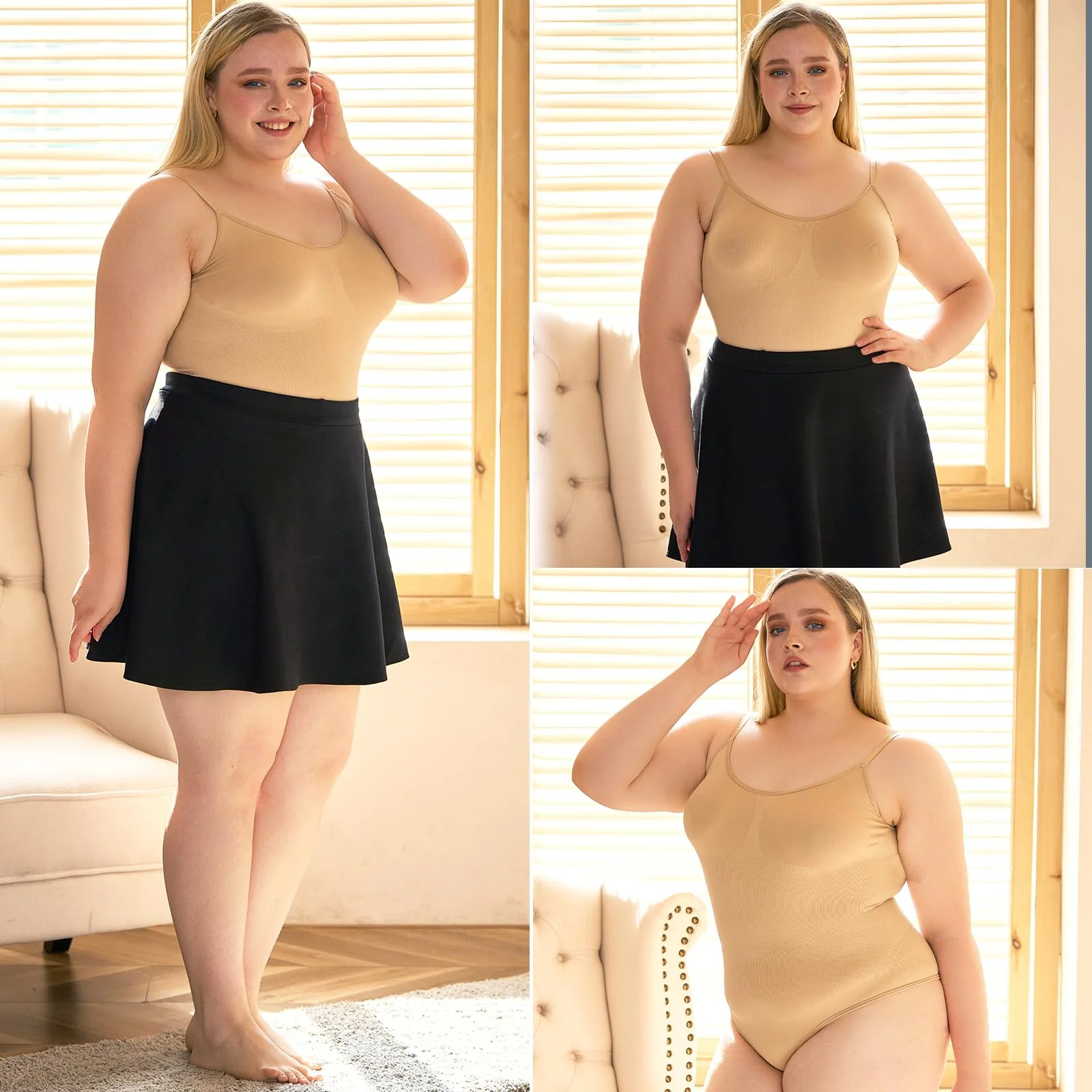 Plus Size Shapewear Bodysuit for Women - Beige Brief - Image 3