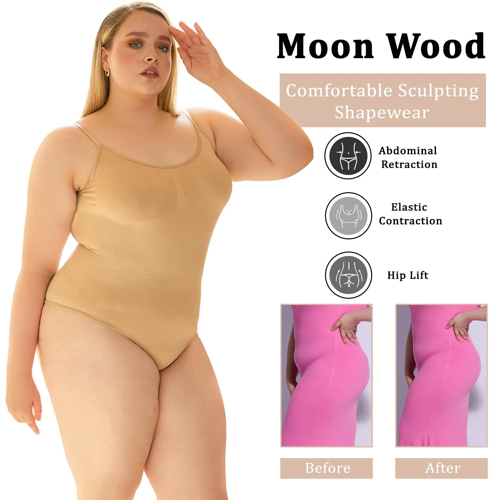 Plus Size Shapewear Bodysuit for Women - Beige Brief - Image 5