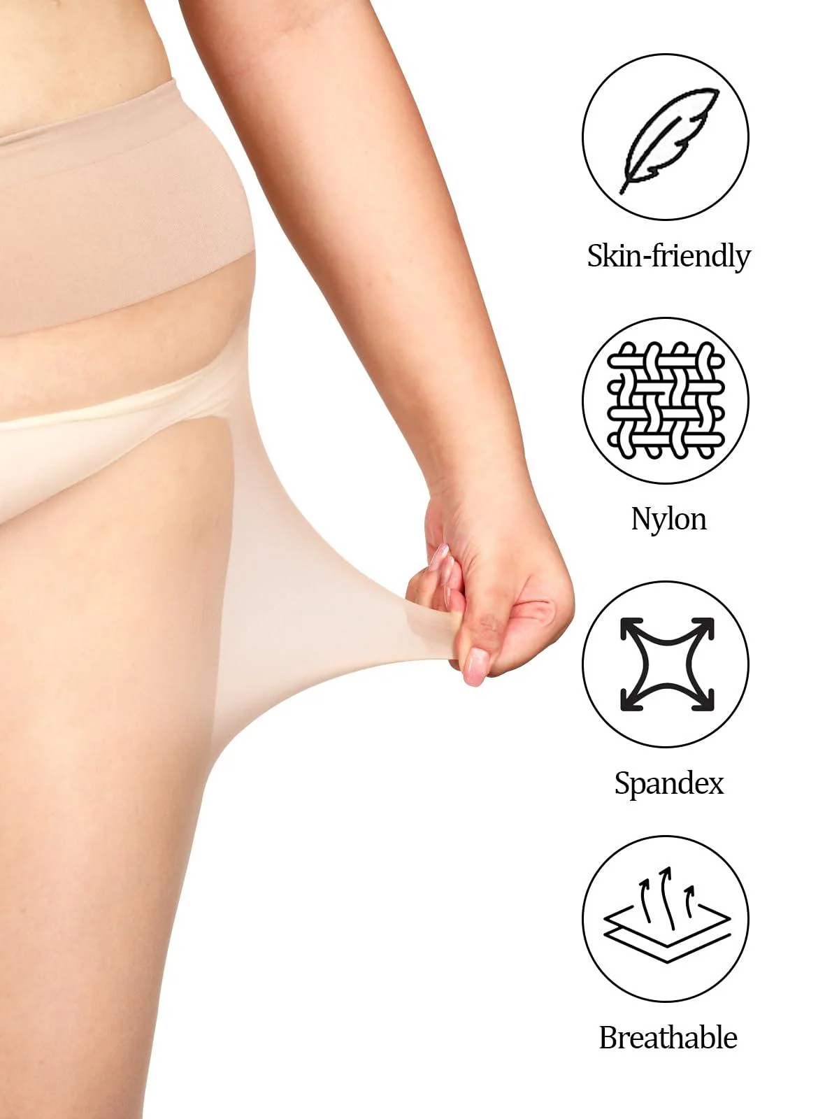 Plus Size Sheer High Waist Stocking-Nude - Image 4