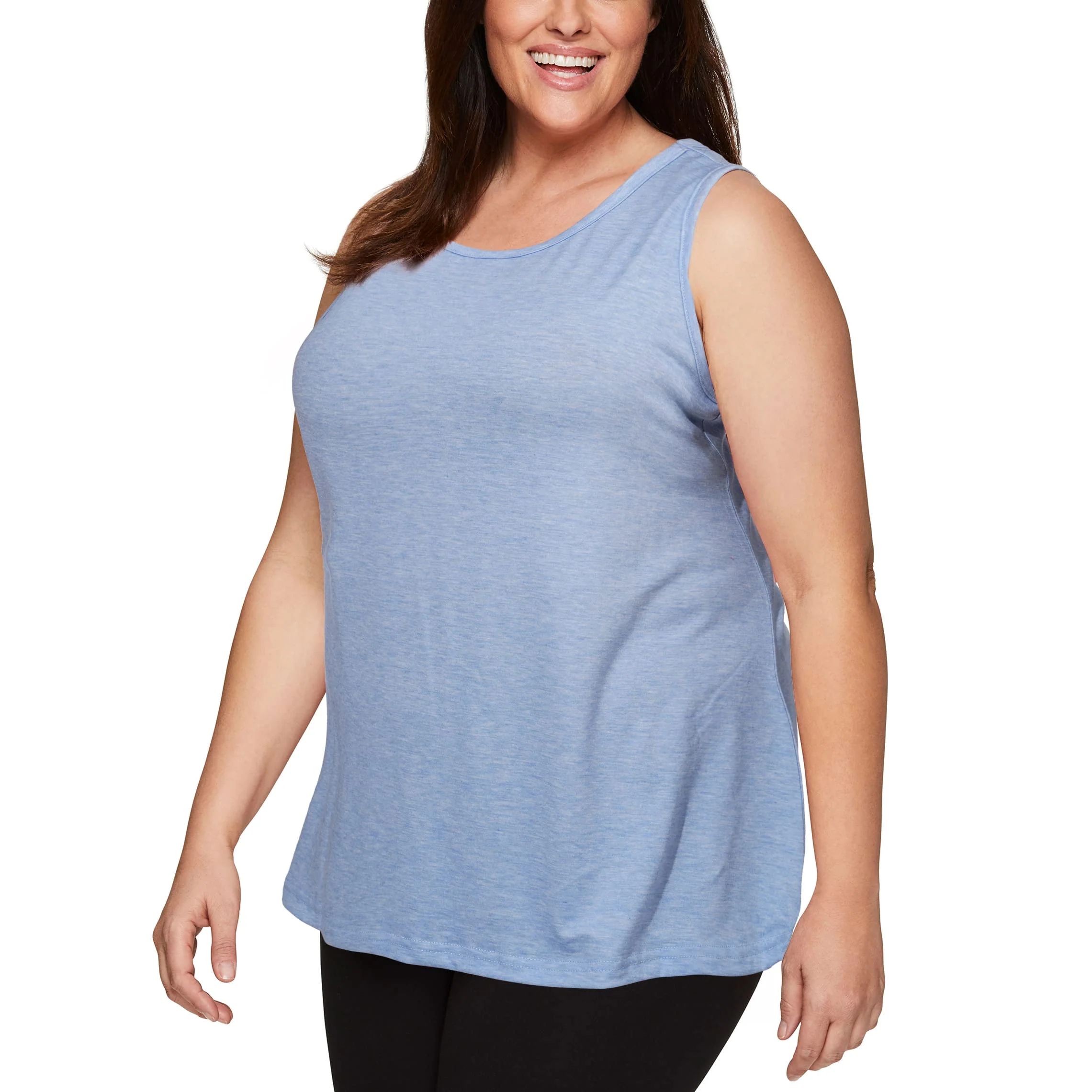 Plus Size Tank Tops for Women Summer Sleeveless T-Shirts Loose-Blue - Image 4