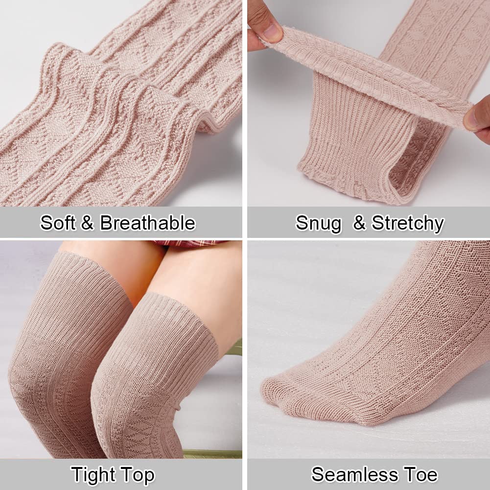 Thigh High Socks Boot Sock Women-Beige - Image 5