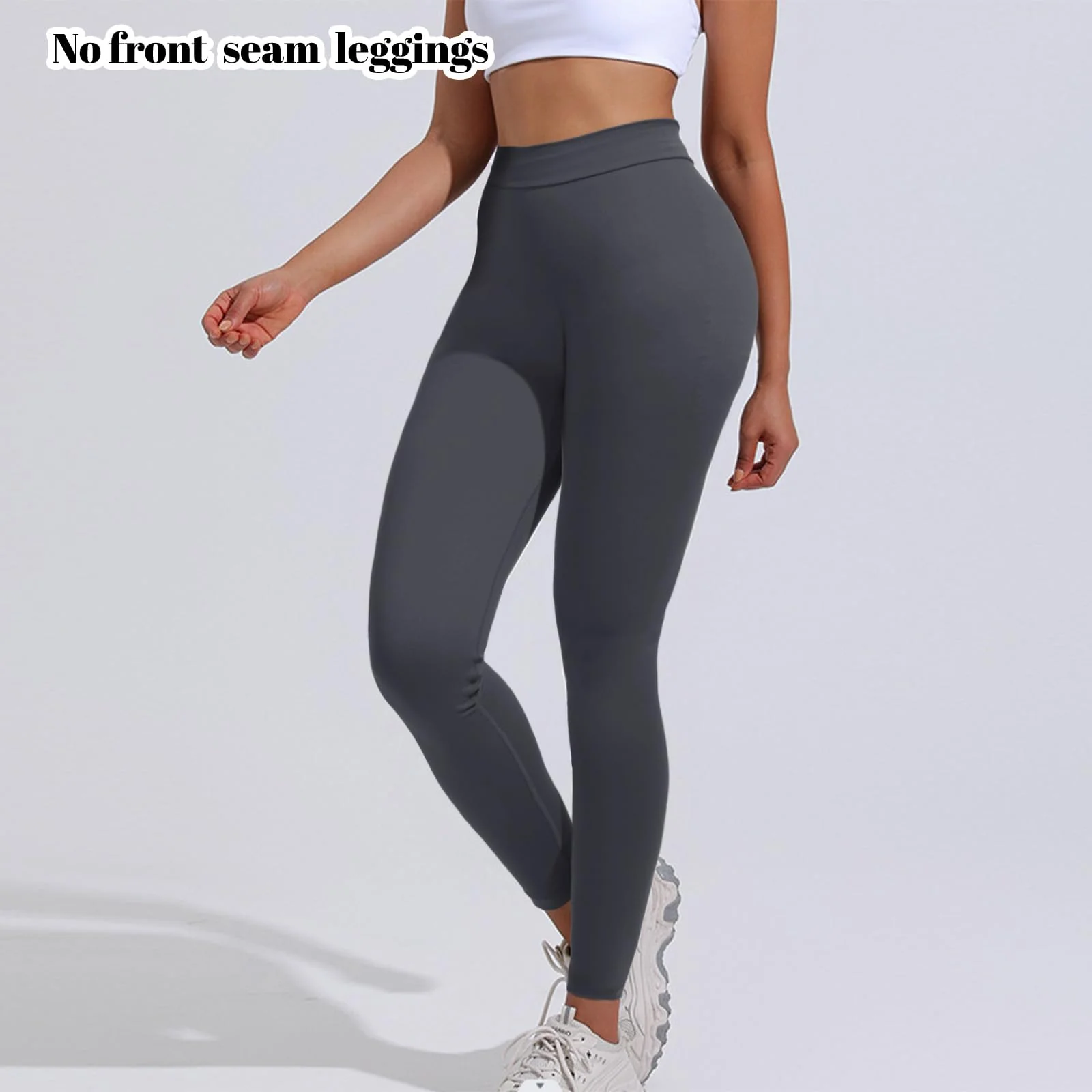 V Back Scrunch Leggings Soft Butt Lifting - Grey - Image 3