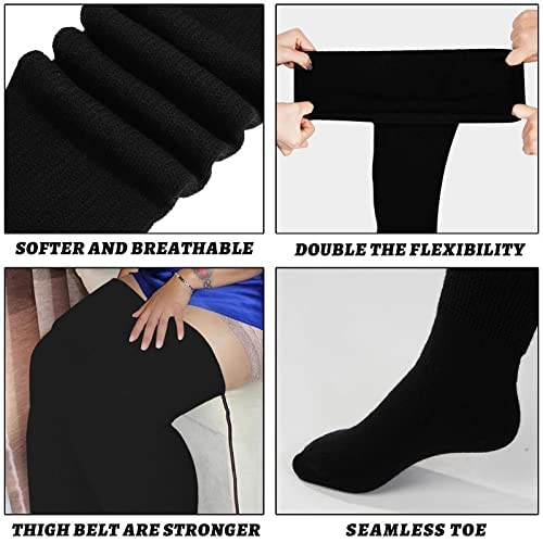 Womens Plus Size Thigh High Socks-Class Black - Image 5