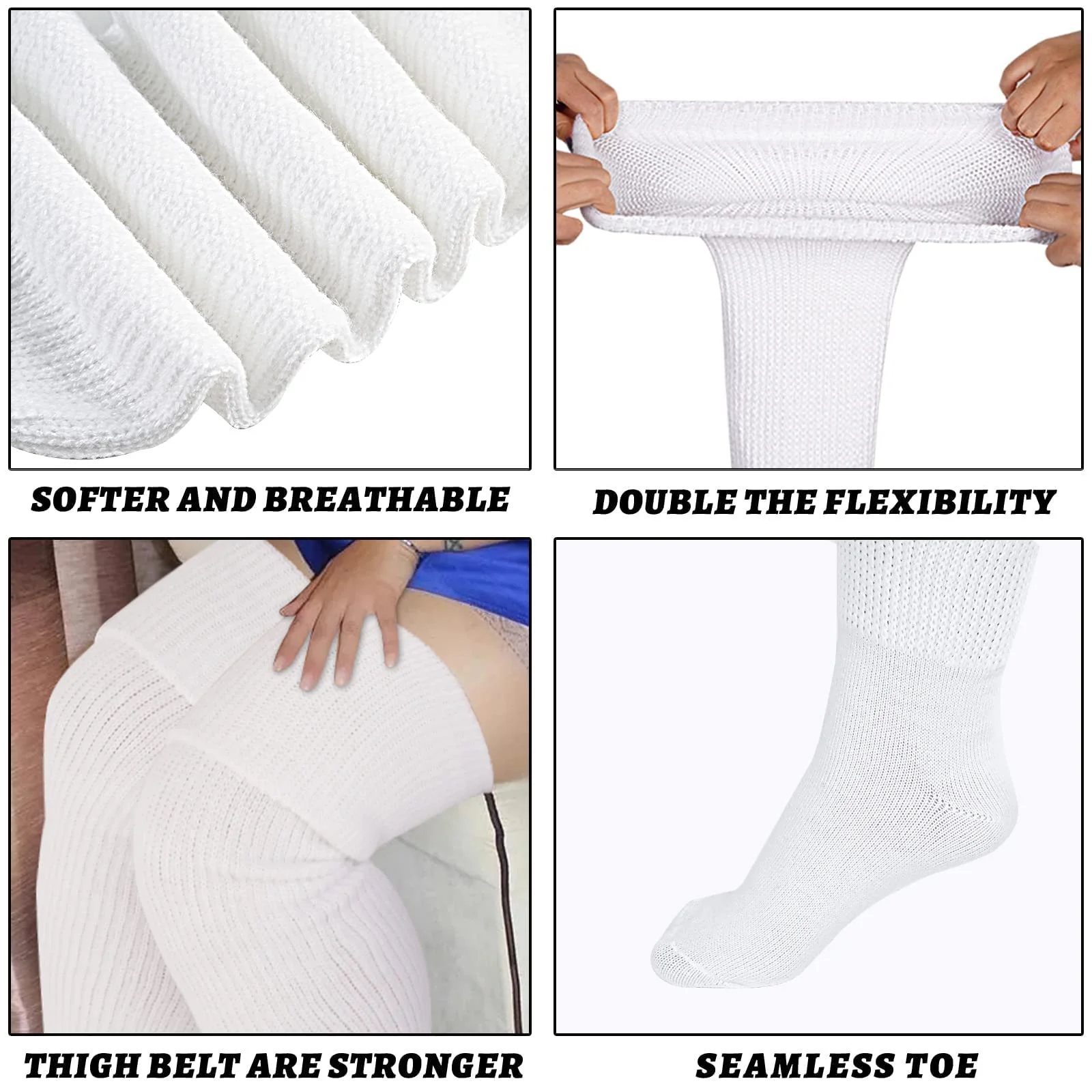 Womens Plus Size Thigh High Socks-Snow White - Image 5